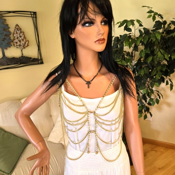 Vintage Goldtone Chain Vest, 70s, Size Small - Picture 2 of 16